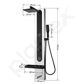 Plantex Shower Panel for Bathroom/304 Grade Stainless Steel Modern Shower System with Head Shower/Hand Shower & Massage Spray Jet for Bathroom - Pack of 1 (Chrome and Black, KM-8097)
