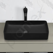 Plantex Ceramic Basin/Tabletop Wash Basin for Bathroom/Rectangle Over Counter Vessel Sink for Restaurant/Hotel (Matt Black, 24 x 14 x 4.5 Inch)