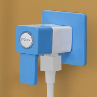 Plantex Ptmt Es-114 Single Way Angle Valve With Plastic Wall Flange And Teflon Tape For Bathroom| Washing Machine| Uncoated Garden Tap (Blue & White)