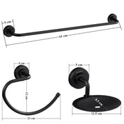 Plantex 304 Grade Stainless Steel Bathroom Accessories Set of 3 - Towel Hanger/Napking Holder/Dual Soap Holder for Bathroom - Daizy (Black)
