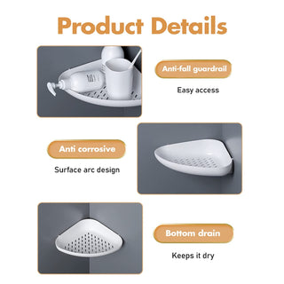 Primax Bathroom Accessories-Bathroom Corner/Shelf/Self-Adhesive Wall-Mount Shelf/Bathroom Organizer - White (Pack of 2)