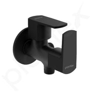 Plantex Angle Valve 2 in 1 with Brass Spindle/Two Way Angle Cock Tap with Wall Flange & Teflon Tape/Angle Valve for Bathroom- Pack of 1 (Saga, Black)