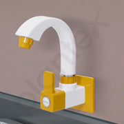 Plantex PTMT EDS-125 Single Lever Kitchen Faucet with Wall Flange & Teflon Tape/360Ã‚Â° Swivel Spout Sink Tap and Water Saing Aerator (Yellow & White)