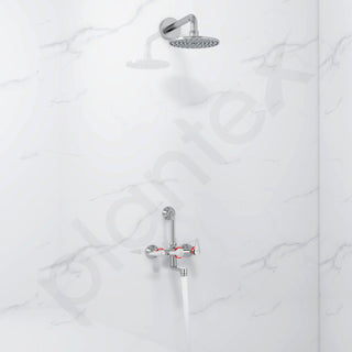 Plantex Wall Mixer for Bathroom 2 in 1 with L-Bend Connector for Overhead Shower/Tap Mixer/Water Saving Nozzle Tap - 7 Year Manufacturer's Warranty (LEA-718-Chrome)