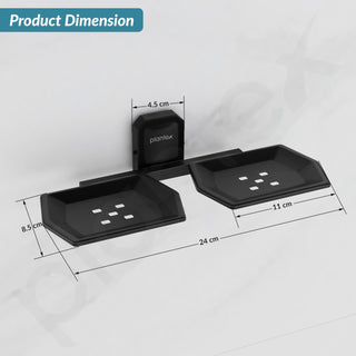 Plantex 304 Grade Stainless Steel Twin Soap Holder Stand for Bathroom and Wash Basin/Bathroom Accessories - Cute (Black)