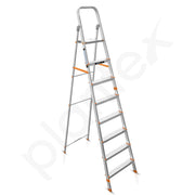 Plantex Legend Aluminium Folding 8 Step Ladder for Home - 8 Step Anti Skid Ladder/Wide Step Ladder (Orange-Silver)