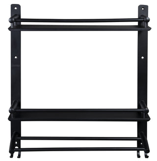 Plantex Stainless Steel Bathroom Shelf/Bathroom Organiser with Drill/Wall Mounted Rack with Hooks and Towel Hanger/Bathroom Accessories Set (3-Tier, Matt Black)