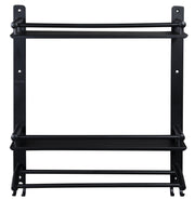 Plantex Stainless Steel Bathroom Shelf/Bathroom Organiser with Drill/Wall Mounted Rack with Hooks and Towel Hanger/Bathroom Accessories Set (3-Tier, Matt Black)