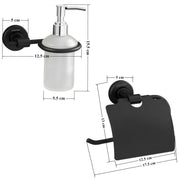 Plantex 304 Grade Stainless Steel Washroom Set of 2 - Toilet Paper Holder/Stand/Liquid Soap Dispenser - Daizy (Black)