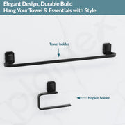Plantex Cute 304 Grade Stainless Steel Towel Rod for Bathroom/Soap Holder/Napkin Ring/Tumbler Holder/Robe Hook/Bathroom Accessories - Black