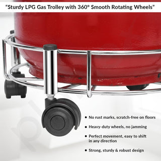 Plantex Stainless Steel Cylinder Trolley with Wheels/Easy to Move/LPG Cylinder Trolley