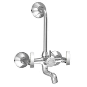 Plantex Brass Spindle Wall Mixer for Bathroom 2 in 1 with L-Bend Provision for Overhead Shower/Mixer Tap for Bathroom with Water Saving Nozzle and Wall Flange and Teflon Tape (SMR-1269-Chrome)
