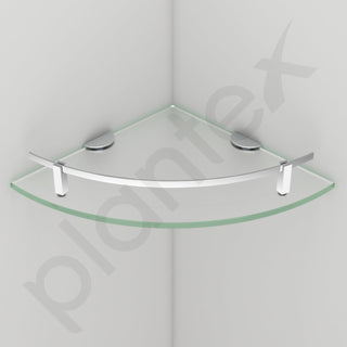Plantex Premium Frosted Glass Corner/Shelf for Bathroom/Wall Shelf/Storage Shelf - (12x12 in,Chrome-Pack of 1)