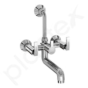 Plantex Wall Mixer for Bathroom 2 in 1 with L-Bend Provision for Overhead Shower/Pure Brass Mixer Tap for Bathroom with Water Saving Nozzle Tap- Pack of 1 (Col-1018-Chrome)