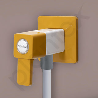 Plantex PTMT EDS-124 Single Way Angle Valve with Wall Flange & Teflon Tape for Bathroom/Angular Stop Cock (Yellow & White)