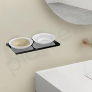 Plantex Stainless Steel Double Soap Holder for Bathroom/Soap Stand/Wall Mounted Soap Holder/Bathroom Accessories - (Black-Chrome)