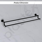 Plantex Premium Aluminium Dual Towel Rod/Bathroom Towel Holder/Towel Hanger/Towel Stand/Bathroom Accessories (24 inch) Black Finish