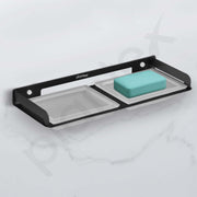 Plantex Stainless Steel and Frosted Glass Double Soap Holder for Bathroom/ Dual Soap Case/Soap Stand/Bathroom Accessories -(Black)