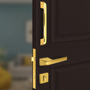 Plantex Door Lock for Home/Door Handle for Main Door/Mortise Lock with 3 computerized Brass keys/14 inch Pull-Push Handle/Door Hardware - Combo (Gold)