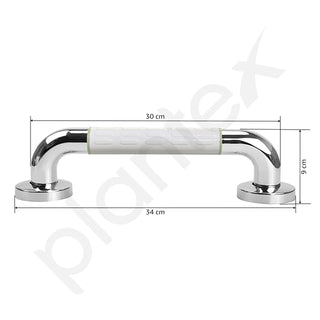 Plantex Non-Slip Toilet Support for Elderly People/304 Grade Stainless Steel Balance Support Grab Bar for Bathroom - Pack of 1 (Chrome & White)