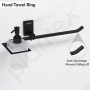 Plantex 304 Grade Stainless Steel Liquid Soap Dispenser with Napkin Ring/Shampoo Dispenser/Towel Ring for Bathroom/Bathroom Accessories - Pack of 1 (Crystal, Black)