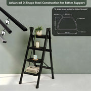 Plantex 4 Step Ladder for Home Use/Wide Anti-Slip Heavy-Duty Step Stool/Lightweight Kitchen Ladder 4 Step (Black)