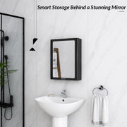 Plantex Bathroom Cabinet with Mirror/ABS Bathroom Storage Organiser/Multipurpose Bathroom Shelf/Wall Mount Mirror Cabinet for Wash Basin (14x18 Inch, Black)