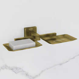Plantex Stainless Steel Double Soap Holder for Bathroom/Soap Case/Dual Soap Dish/Soap Storage/Bathroom Accessories - Pack of 1, Aqua (Brass Antique)