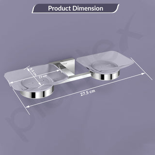 Plantex 304 Grade Stainless Steel Square Dual Soap Holder for Bathroom/Wall Mounted Soap Holder/Bathroom Accessories - Benz (Chrome)