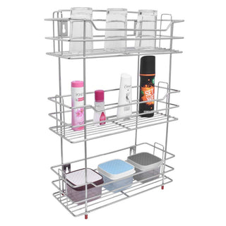 Plantex Heavy Duty Stainless Steel 3-Tier Kitchen Rack for Kitchen|Multipurpose Storage Stand|Spice rack for Kitchen|Storage Shelf (Chrome)