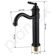 Plantex Pure Brass Basin tap/Single Lever Pillar tap for Wash Basin/Mixer tap hot and Cold- (7077-Black)