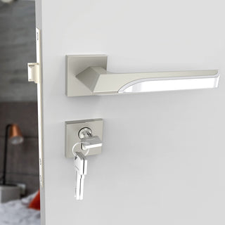 Plantex Triple Security Door Lock for Home/Main Door Lock Set with 3 Years of Warranty/Mortise Lock for Door with Brass Lock Body & Cylinder(7082 - Satin White & Chrome)