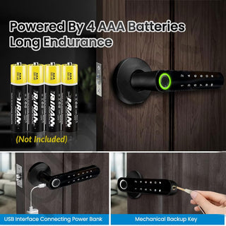 Plantex Aluminium Smart Door Lock/Fingerprint Lock For Door/Touch Screen/Keypad Dead Bolt Lock/Biometric Smart Lock For Home/Office/Hotel - (Black)