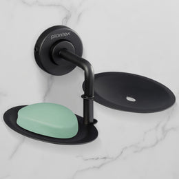 Plantex 304 Grade Stainless Steel Double Soap Holder/Soap Stand/Soap Dish for Bathroom and Wash Basin/Bathroom Accessories - Daizy (Black)