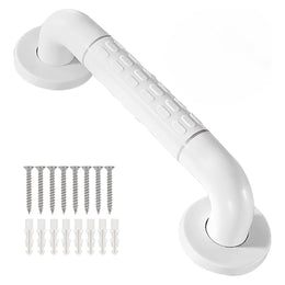 Plantex 12 Inch Strong ABS Grab Bar for Toilet with Grip/Bathroom Support for Elderly People with Luminous Grip - Pack of 1 (White)