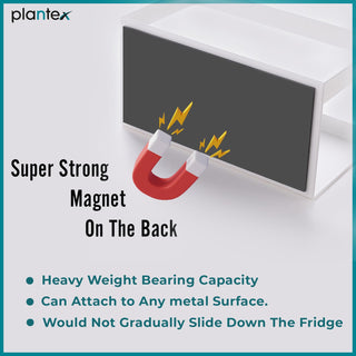 Plantex Carbon Steel Magnetic Shelf For Kitchen/Fridge Organizer Spice Rack/Shelf For Refrigerator - Wall Mount & Railing Mount, Floating Shelves (White)