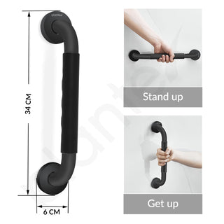 Plantex 304 Stainless Steel Grab Bar for Toilet with Grip/13 inch Anti-Slip Handle for Bathroom Support - Pack of 1 (Black)