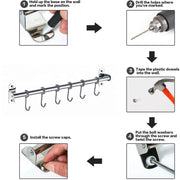 Plantex Anti Rust 304 Grade Stainless Steel Hook Hanger Rail/Clothes Hanger for Wall/Hook Rail for Bathroom and Kitchen (Silver)
