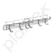 Plantex Aluminum 6 Movable Cloth Hooks for Wall/Bathroom Hanger/Hook Hanger for Clothes/Towel/Keys - Hook Rail for Bathroom (6 Hooks, Chrome)