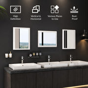 Plantex Mirror with Frame/Wall Mount Modern Mirror/Looking Glass with Frame/Rectangle Mirror for Home/Bathroom & Living Room (18x14 Inch - White)