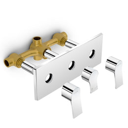 Plantex Brass Concealed Shower Mixer Valve with 3 Lever Exposed Parts Kit/High Flow Manual Diverter/Wall Mounted Bathroom Shower Control Valve  (Venice-1538)