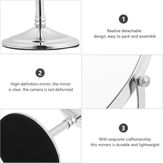 Plantex Premium Brass Magnifying Mirror/Dual Side Makeup Mirror with 5x/1x Magnification/Tabletop Vanity Hand Mirrors Stand (8 Inch-Chrome/Tabletop)