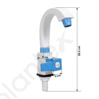 Plantex PTMT ES-116 Single Lever Swan Neck Sink Tap with Wall Flange/360° Swivel Spout with Water Saving Nozzle for Kitchen Sink Tap (Blue & White)