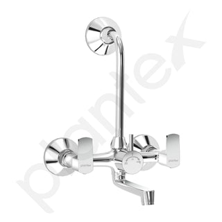 Plantex Wall Mixer 2 in 1 with L-Bend Connector for Rain Shower/Nickel Chrome Mirror Finish Mixture Tap for Bathroom with Wall Flange-(APS-1299)