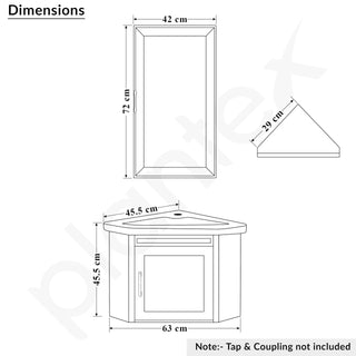Plantex Unbrekable Wall Mount Vanity Cabinet with Washbasin and Mirror/Corner Basin with Cabinet for Bathroom - (406, White)