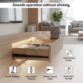 Plantex Drawer Channel/Regular Smooth & Quiet Close Ball Bearing Slider Drawer Channel for Home, Kitchen & Wardrobe/Telescopic Channel for Drawer/for Wooden & Metals Drawers (22-Inch,Black) Pair