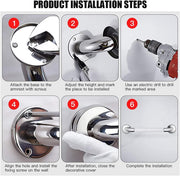 Plantex Non-Slip Toilet Support for Elderly People/304 Grade Stainless Steel Balance Support Grab Bar for Bathroom - Pack of 1 (Chrome & White)