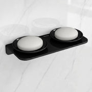 Plantex Dual Soap Holder for Bathroom/Acrylic Double Round Soap Dish/Stand/Bar/Soap Case/Bathroom Accessories - Pack of 1 (VIB-122, Black)