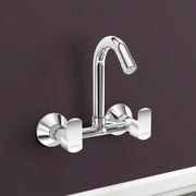 Plantex Sink Mixer for Kitchen/360 Degree Rotating Spout/Hot & Cold Water Mixer/Wall Mount Sink Mixer with Teflon Tap - Pack of 1 (Chrome, Kroma)