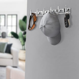 Plantex Cloth And Towel Aluminium Hanger Hook Rail With L-Shape Hooks For Walls Of Bathroom/Kitchen - Pack Of 3 - (6 Hooks, Chrome)